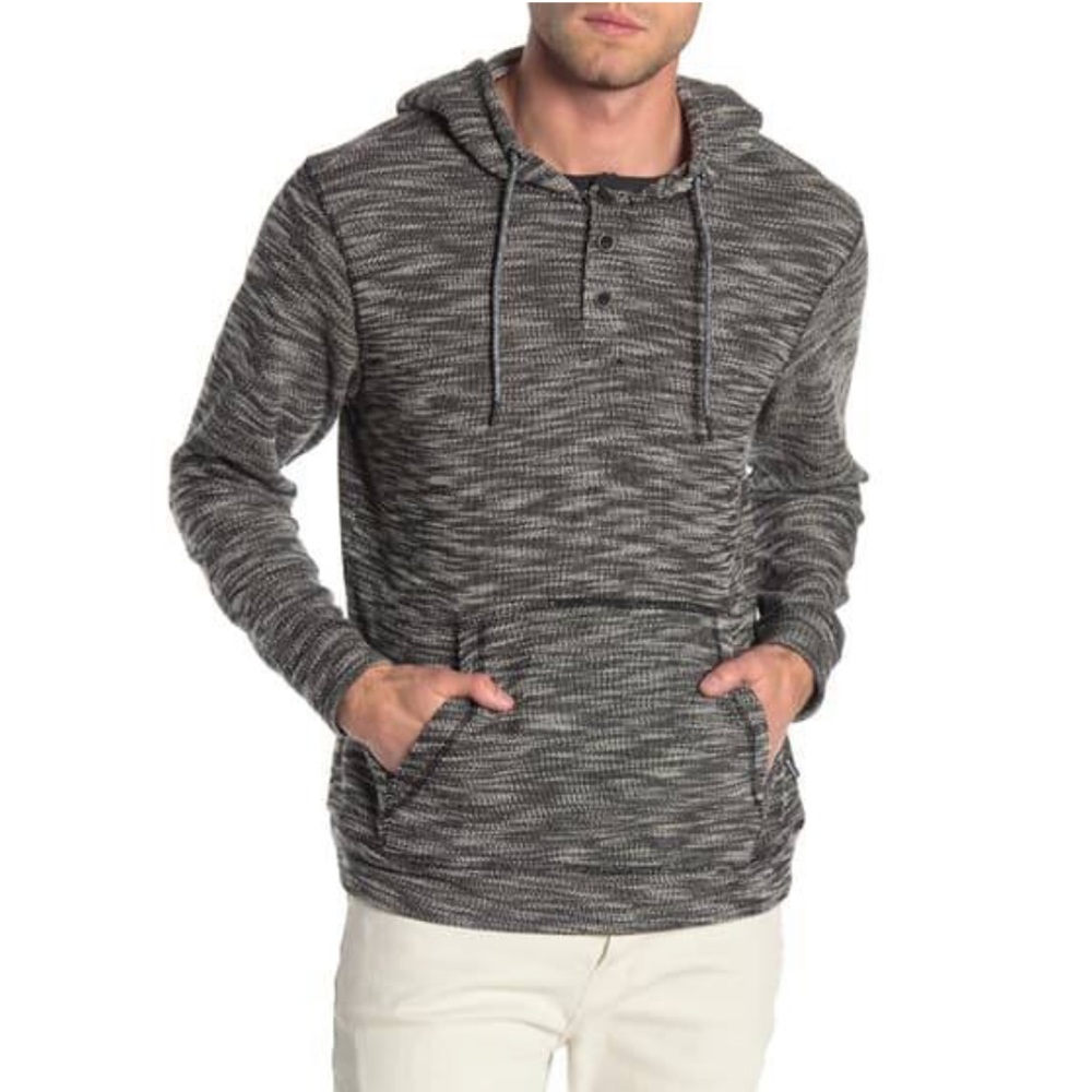 Union Textured Maroon Henley Hoodie Size Medium